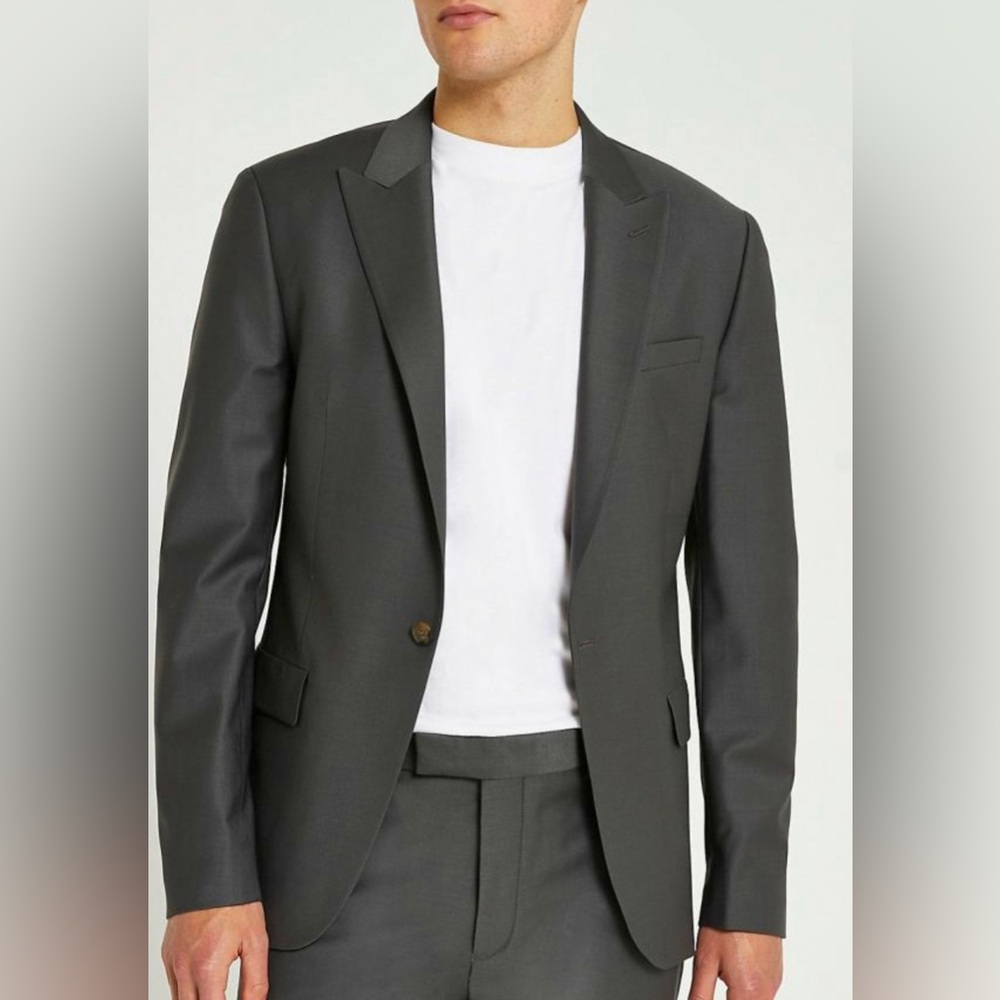 River Island Gray Skinny Fit Suit
